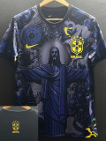 24-25 Brazil Christ statue Blue  Fans Soccer Jersey(背上带国标）