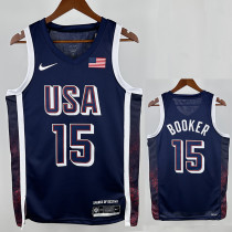 2024 Olympic Game USA  BOOKER #15 Blue Basketball Jersey