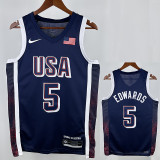 2024 Olympic Game USA EDWARDS # 5 Blue Basketball Jersey