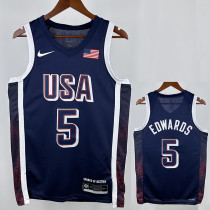 2024 Olympic Game USA EDWARDS # 5 Blue Basketball Jersey