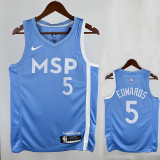Timberwolves EDWARDS #5 Sky Blue Edition Top Quality Hot Pressing NBA Jersey