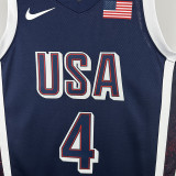 2024 Olympic Game USA CURRY # 4 Blue Basketball Jersey