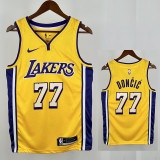 LAKERS DONCIC'#77 Yellow Top Quality Hot Pressing NBA Jersey(V领）