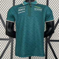 2024 F1 Aston Martin Green Polo Racing Suit(有领)