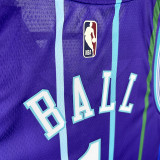 19/20 Hornets BALL #1 Purple  Top Quality Hot Pressing Retro NBA Jersey