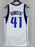10/11 Dallas Mavericks Nowitzki  #41 White  Top Quality Hot Pressing Retro NBA Jersey