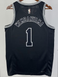 22/23 SA Spurs WEMBANYAMA #1 Black Top Quality Hot Pressing NBA Jersey (Retro Logo)