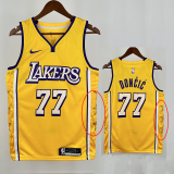 LAKERS DONCIC'#77 Yellow (With star markings)Top Quality Hot Pressing NBA Jersey(侧带星标）