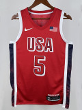 2024 Olympic Game USA EDWARDS # 5 Red Basketball Jersey