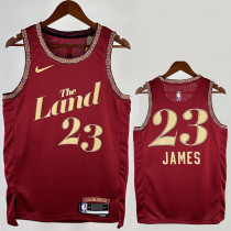 23/24 Cleveland Cavaliers JAMES #23 Red City Edition Top Quality Hot Pressing NBA Jersey