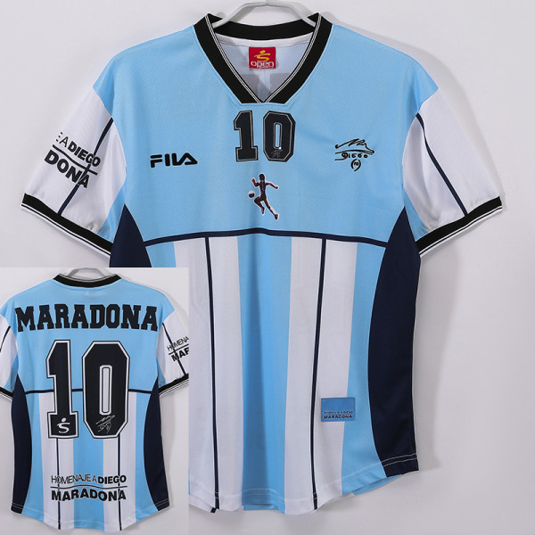 2001MARADONA 10# Argentina Home Retro Soccer Jersey