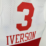 03/04 76ERS IVERSON  # 3 Red White MN Top Quality Hot Pressing Retro NBA Jersey