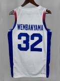 2024 Olympic Game France  Wembanyama #32 White Basketball Jersey