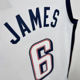 2024 Olympic Game USA  JAMES # 6 White Basketball Jersey