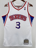 96/97 76ERS IVERSON  # 3 White Newcomer Top Quality Hot Pressing Retro NBA Jersey