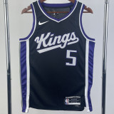 23/24 Kings FOX #5 Black Top Quality Hot Pressing NBA Jersey