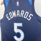 22/23 Timberwolves EDWAROS #5 Blue Top Quality Hot Pressing NBA Jersey