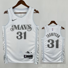 24/25 Dallas Mavericks THOMPSON # 31 White City Edition  Top Quality Hot Pressing Retro NBA Jersey