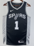 22/23 SA Spurs WEMBANYAMA #1 Black Top Quality Hot Pressing NBA Jersey