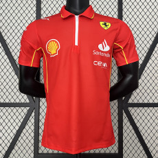 2024 F1 Formula One Ferrari Polo Red Racing Suit (有领、左肩带DX广告)