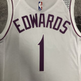 18/19 Timberwolves EDWARDS #1 White Retro Top Quality Hot Pressing NBA Jersey