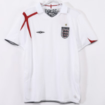 2006 England Home White Retro Soccer Jersey