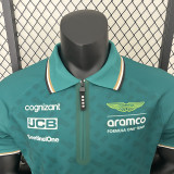2024 F1 Aston Martin Green Polo Racing Suit(有领)