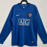 2007/2008 Man Utd Goalkeeper Blue Long sleeve Retro Soccer Jersey（长袖）