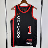 23/24 BULLS ROSE #1 Black City Edition Top Quality Hot Pressing NBA Jersey