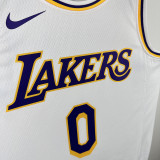 22/23 Lakers Russell Westbrook # 0 White Top Quality Hot Pressing NBA Jersey(圆领）