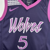 Timberwolves EDWARDS #5 Black Purple Edition Top Quality Hot Pressing NBA Jersey
