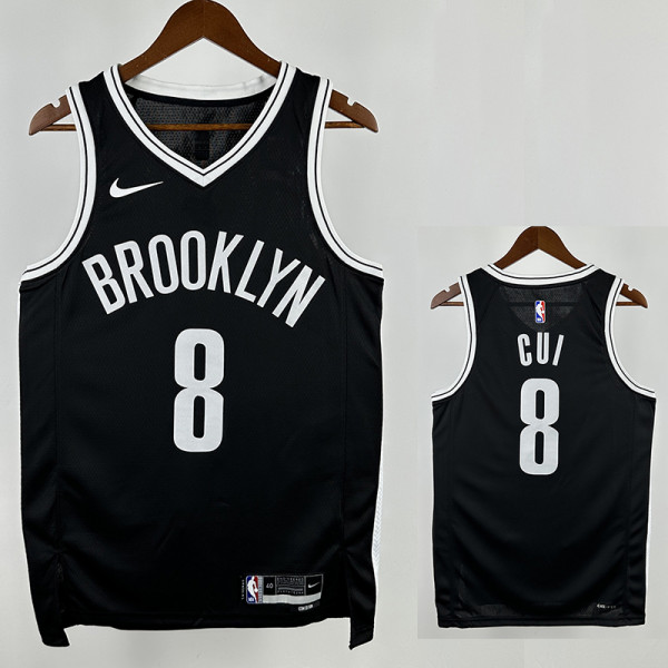 22/23 Nets CUI YONGXI #8 Black Top Quality Hot Pressing NBA Jersey