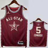 23/24 ALL-STAR EDWARDS #5 Red Top Quality Hot Pressing NBA Jersey