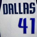 10/11 Dallas Mavericks Nowitzki  #41 White  Top Quality Hot Pressing Retro NBA Jersey