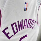 Timberwolves EDWARDS #5 White and Pink Edition Top Quality Hot Pressing NBA Jersey