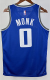 23/24 Kings MONK #0 Blue City Edition Top Quality Hot Pressing NBA Jersey