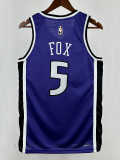 24/25 KINGS FOX #5 Purple Home Top Quality Hot Pressing  Retro NBA Jersey