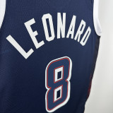2024 Olympic Game USA LEONARD # 8 Blue Basketball Jersey
