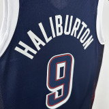 2024 Olympic Game USA HALLIBURTON # 9 Blue Basketball Jersey