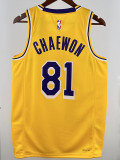 22/23 LAKERS CHAEWON #81 Yellow Top Quality Hot Pressing NBA Jersey(圆领)