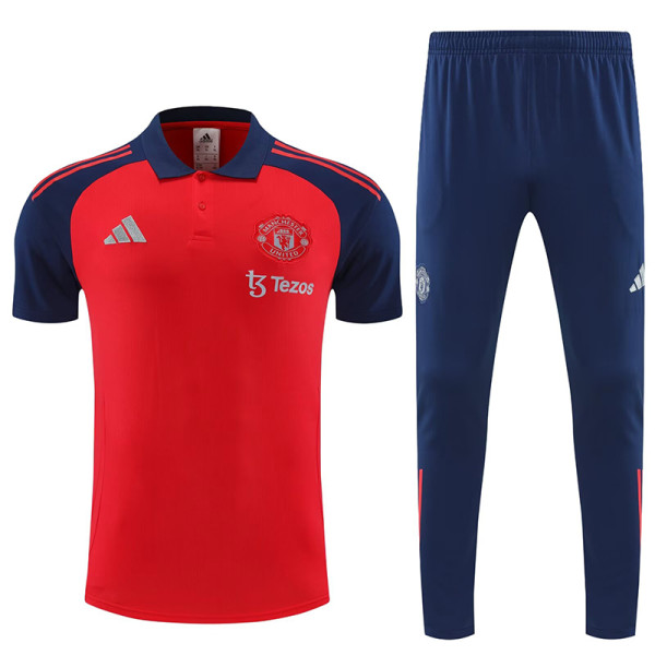 25/26  Man Utd Red Polo Collar Pants Set