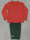 25-26 Portugal Home Long Sleeve Kids  Soccer Jersey
