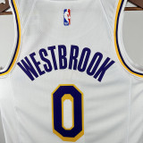 22/23 Lakers Russell Westbrook # 0 White Top Quality Hot Pressing NBA Jersey(圆领）