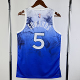 23/24 Timberwolves EDWARDS #5 Blue City Edition Top Quality Hot Pressing NBA Jersey