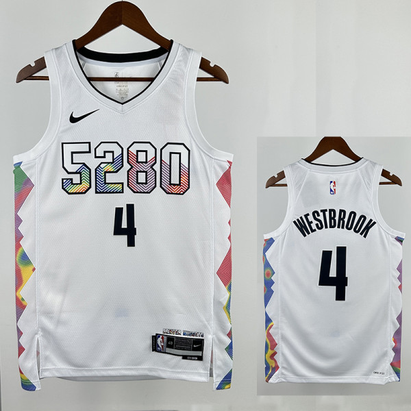 24/25 Nuggets WESTBROOK #4 White City Edition Top Quality Hot Pressing NBA Jersey