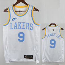 22/23 LAKERS BROWNIES # 9 White Retro Top Quality Hot Pressing NBA Jersey(复古白、圆领)