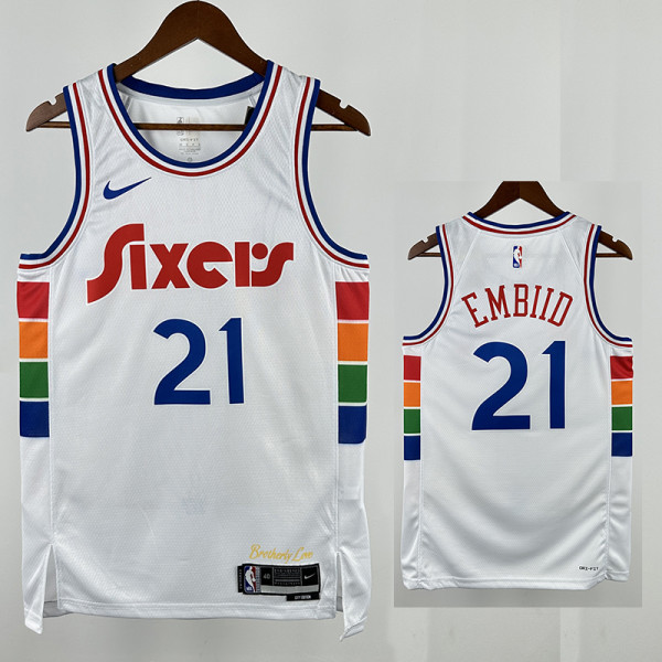 24/25 76ERS EMBIID  # 21 City Edition Top Quality Hot Pressing Retro NBA Jersey