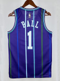 19/20 Hornets BALL #1 Purple  Top Quality Hot Pressing Retro NBA Jersey