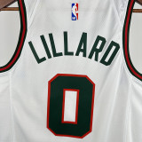 17/18 BUCKS LILLARD #0 White Retro Top Quality Hot Pressing NBA Jersey