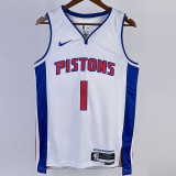 22/23 Pistons IVERSON #1 White Top Quality Hot Pressing NBA Jersey